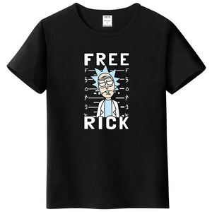 Men's high quality T-shirt short sleeve cotton crewneck loose rick and morty printed men