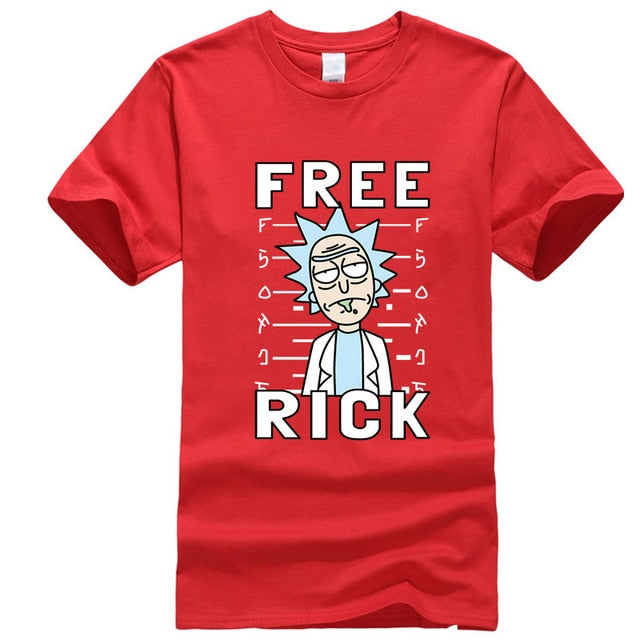 Men's high quality T-shirt short sleeve cotton crewneck loose rick and morty printed men